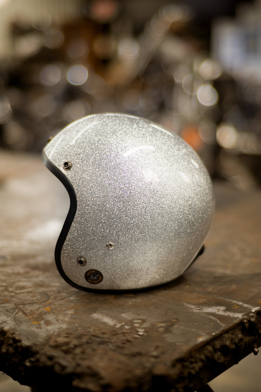 SILVER METAL FLAKE WITH BLACK TRIM