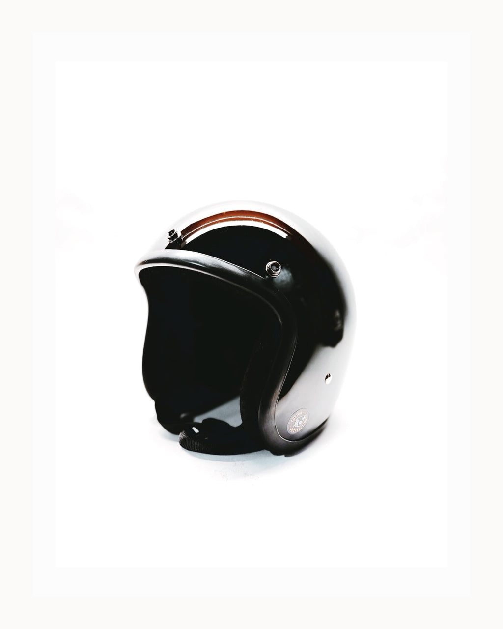 Black Helmet with Black Trim and Leather Straps